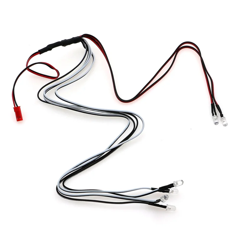 AM-5mm 6 LED Light Kit 4 White 2 Red 5mm with Conversion Cable for 1/10 1/8 Axial SCX10 TRX4 D90 RC Car