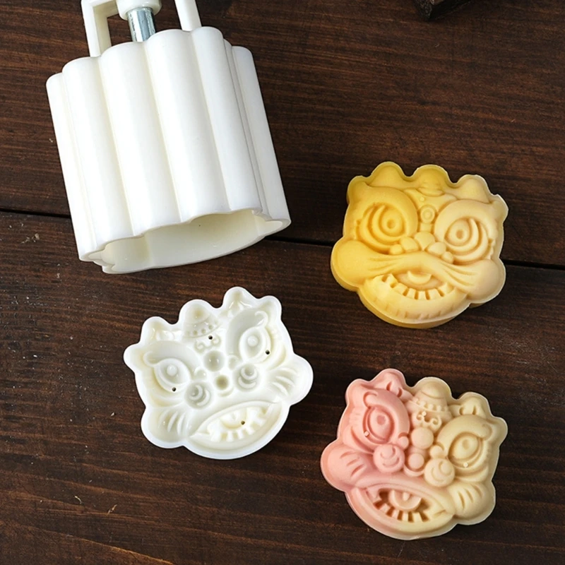 3D Mooncake Mold National Tide Style Lion Patterns Moon Cake Molds Press Cookie Mould for Mid-Autumnfond fondant mold