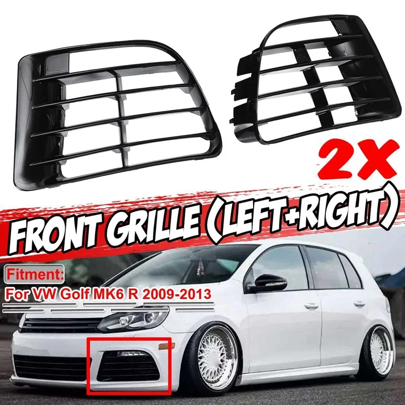 

For Golf MK6 R 2009-2013 R20 Look Fog Light Lower Bumper Grille Grill Cover 5K0853665E 5K0853666E