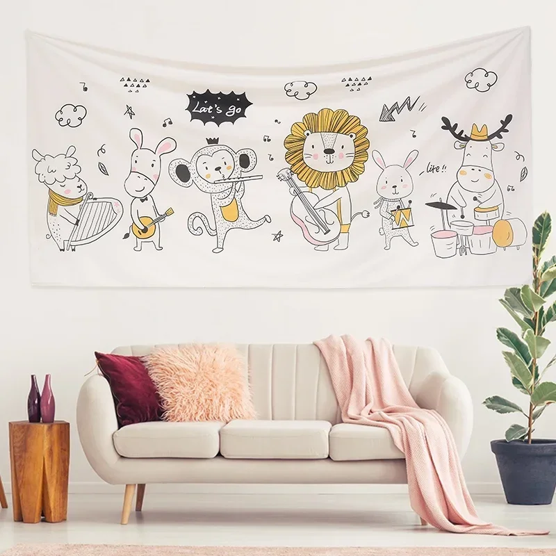 Tapiz lindo viñetas de animales tapiz tapiz tiro pared decoración de pared fondo colgante de pared en vivo