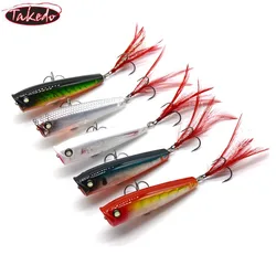 TAKEDO LB65 Top Water 65MM 7G Popper Sea Fishing Lures Artificial Bait With bk* Hooks Wobbler 3D Eyes Lure For Bass Tuna