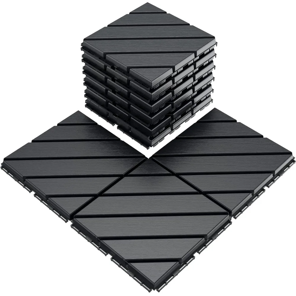 

Plastic Interlocking Deck Tiles, 11.8"x11.8"(Pack of 9), Patio Flooring Outdoor Waterproof All Weather Use for Garden Poolside