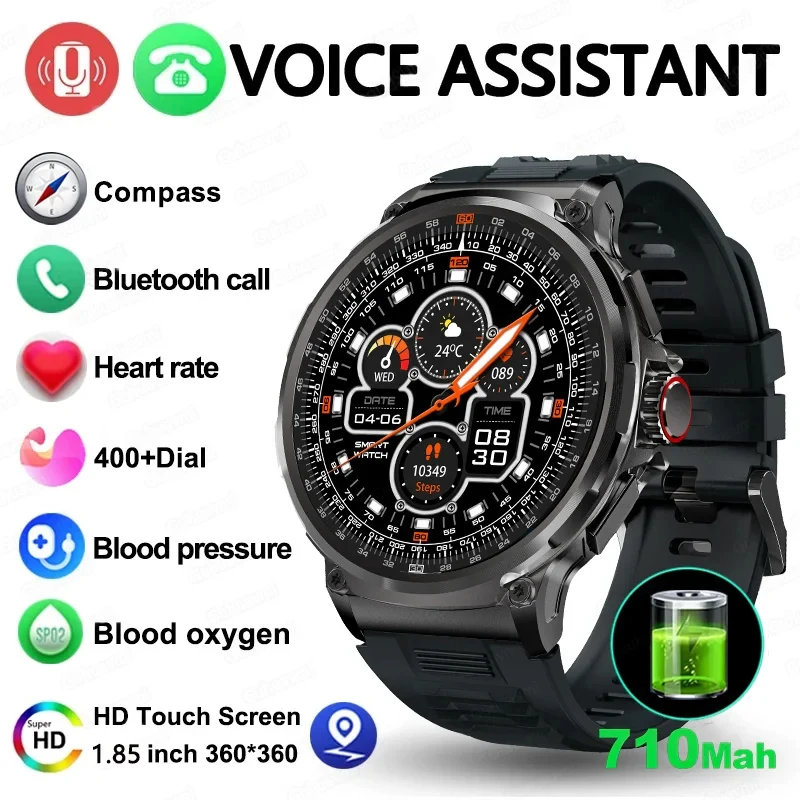 

2025 New Men Sports Smart Watch GPS AMOLED Heart Rate Monitoring LED Flashlight NFC Bluetooth Call Health monitoring Men gift
