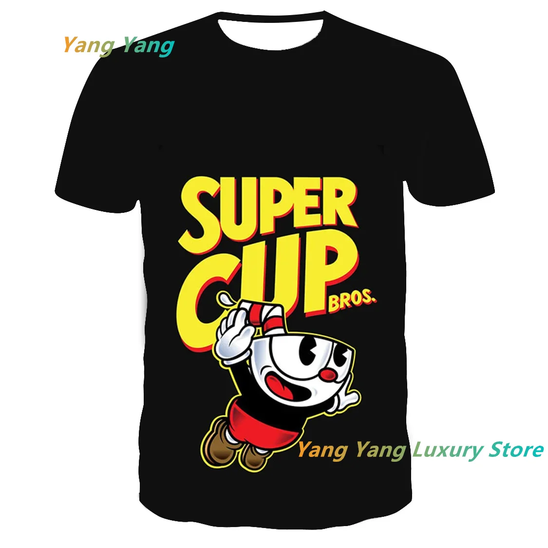 3D Print Kids T-Shirts Tee Top Summer T-Shirts Game Cuphead Mugman Fashion Casual Cartoons Boys Girls Children's Clothing