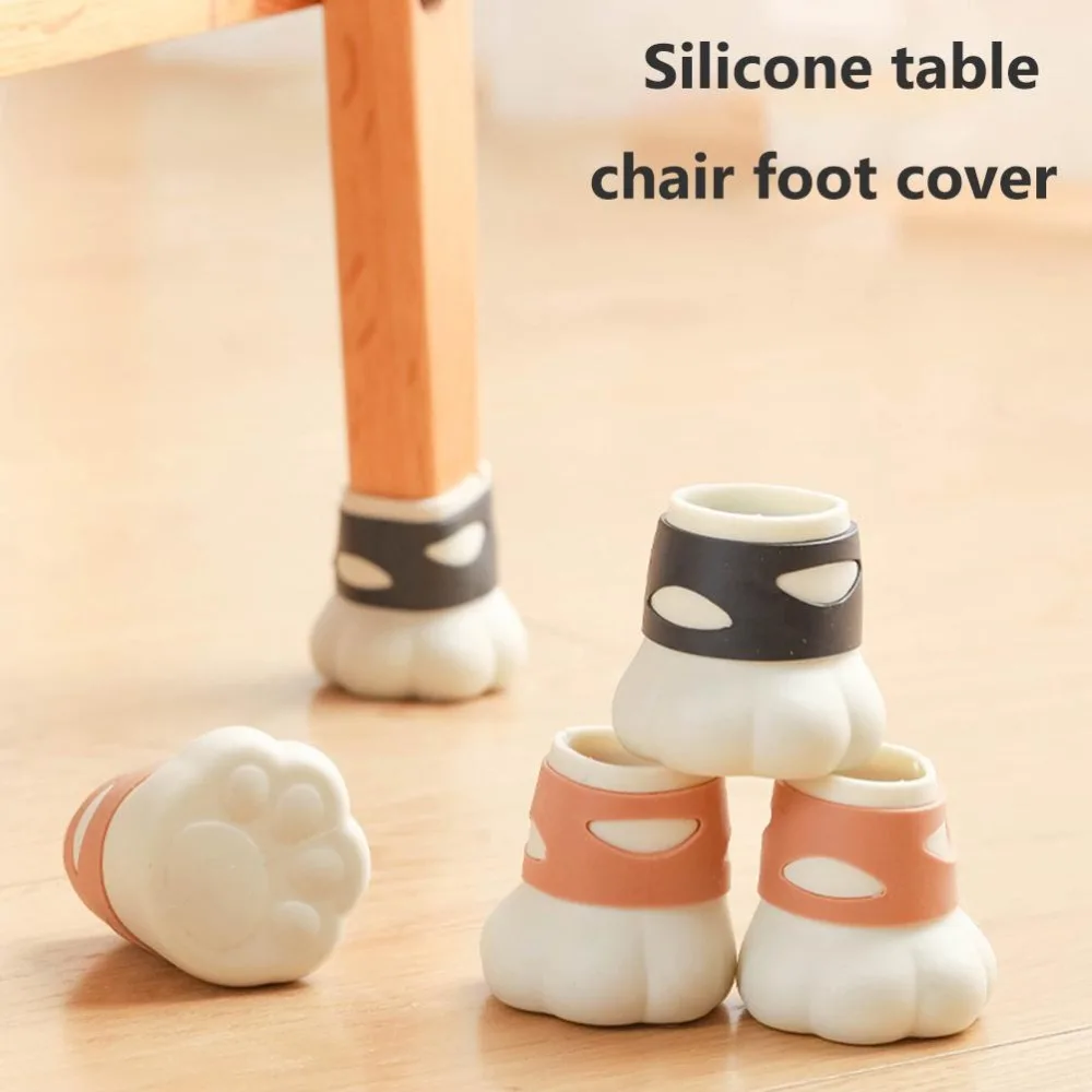 4Pcs Non-Slip Cat Paw Shape Chair Leg Protectors Non-Slip Design Furniture Feet Covers Chair Leg Caps For Hardwood Floors