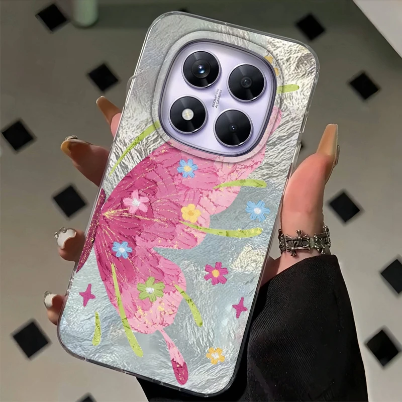 Cute Flowers Butterfly Bow Phone Case For Xiaomi Redmi Note 14 13 12 11 10 10S Pro Plus 13C 14C A5 A4 A3 A2 A1 Fundas Cover