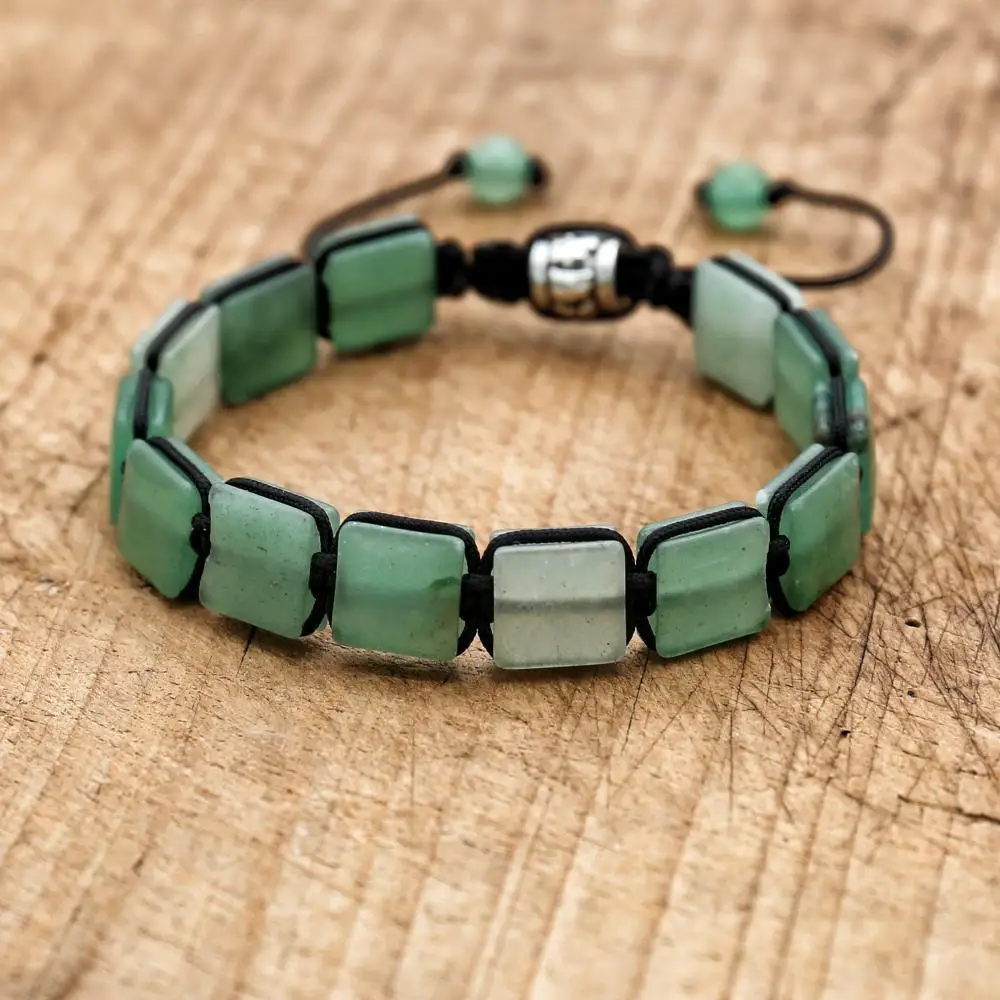 Natural Stone Green Aventurine Braided Bracelet Bohemia Punk Women Men Friendship Charm Bracelet Bangle Couples Jewelry