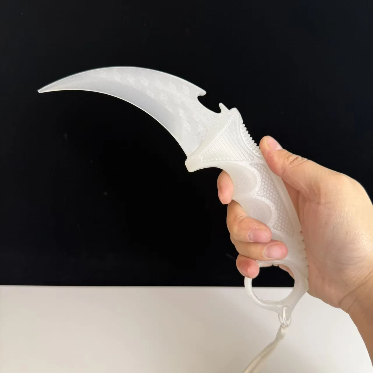 9.06inch White Plastic Karambit Luminous Claw Knife Cosplay Prop Stage Props for Martial Arts Performances Knife Safety Toys Boy view 4