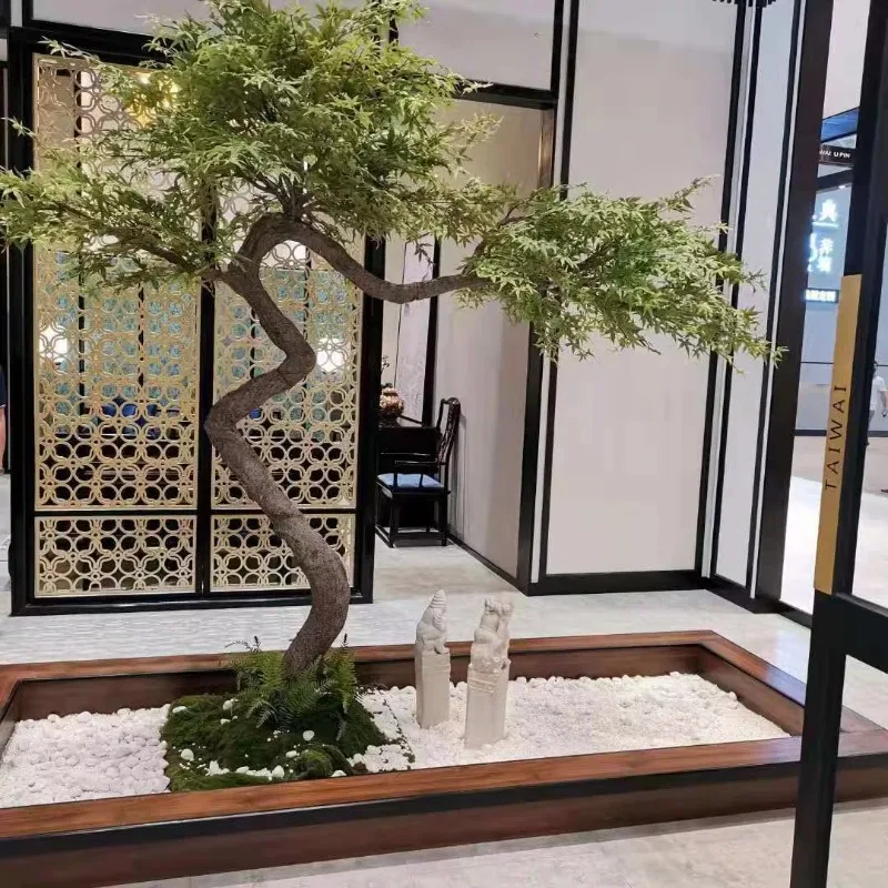 Grandi alberi artificiali personalizzati in finto albero d'acero verde per la decorazione domestica del ristorante esterno e interno