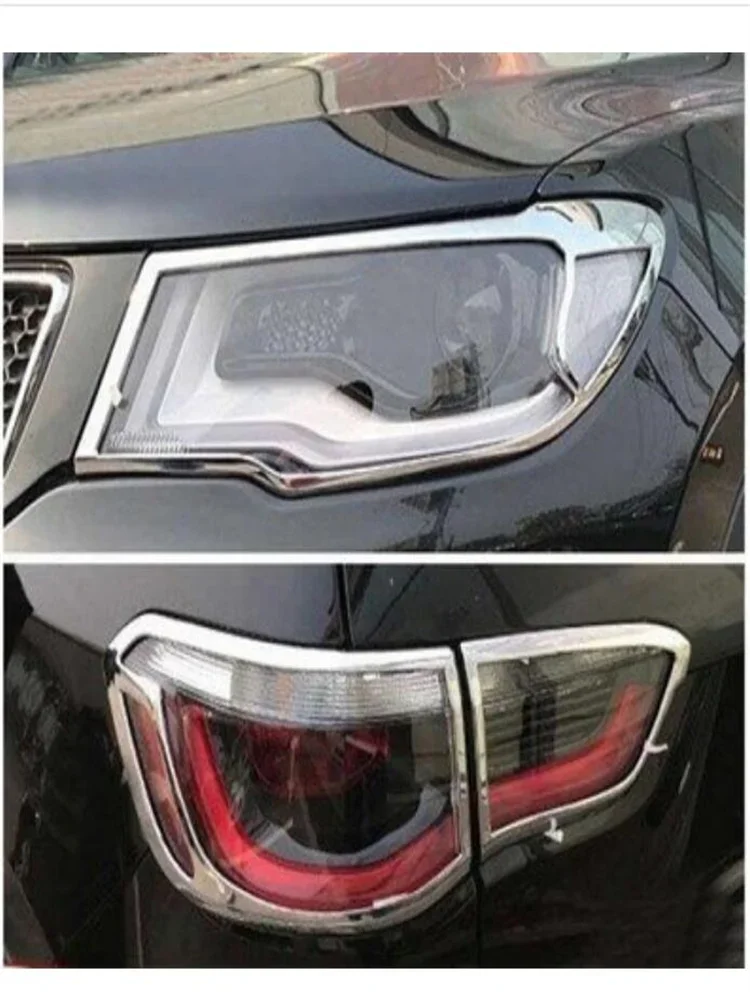 For Jeep Compass 2017  ABS Chrome Exterior forward Rear Light Protector Cover Taillight Trims Frame Car Styling  Accessories