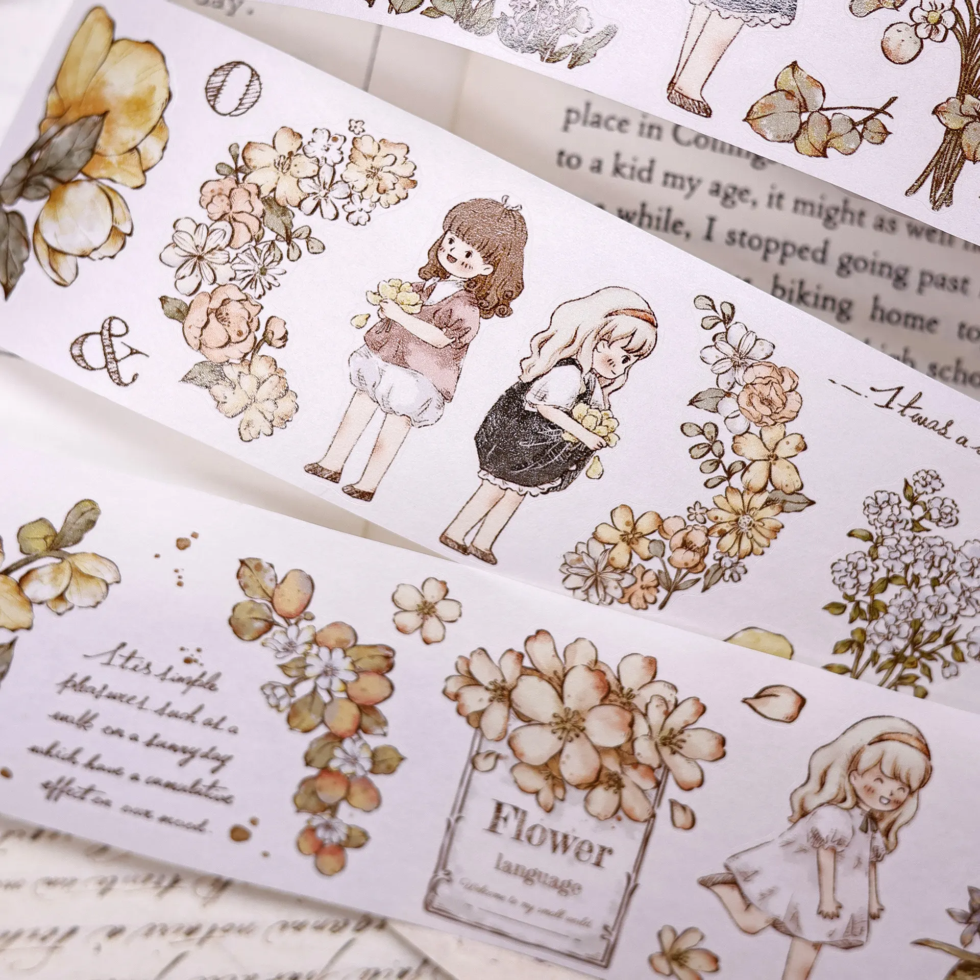 Xiaobaijia New Edition Spring Trace Light Retro Salt Character Flower Paper PET pre die cut  Die journal Tape
