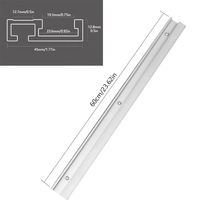 1Pc 60cm 45 Type T Track Aluminum Alloy Woodworking T-slot Miter Track Jig Miter Track Stop for Router Table Bandsaws DIY Tools