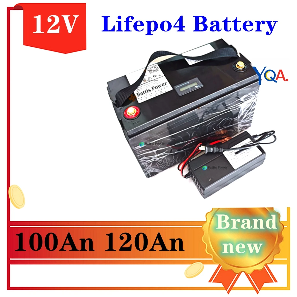 

12 В 100 Ач 120 Ач Lifepo4 литиевая батарея Lifepo4 с BMS для инвертора, лодочного двигателя, автофургона + зарядное устройство 10 А