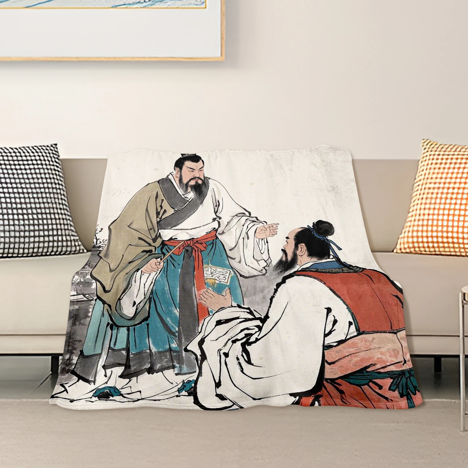 Beautifully Crafted Blanket With Scenes Of Ancient Scholars Engaged In Dialogue Perfect For Loved Ones Seeking Wisdom