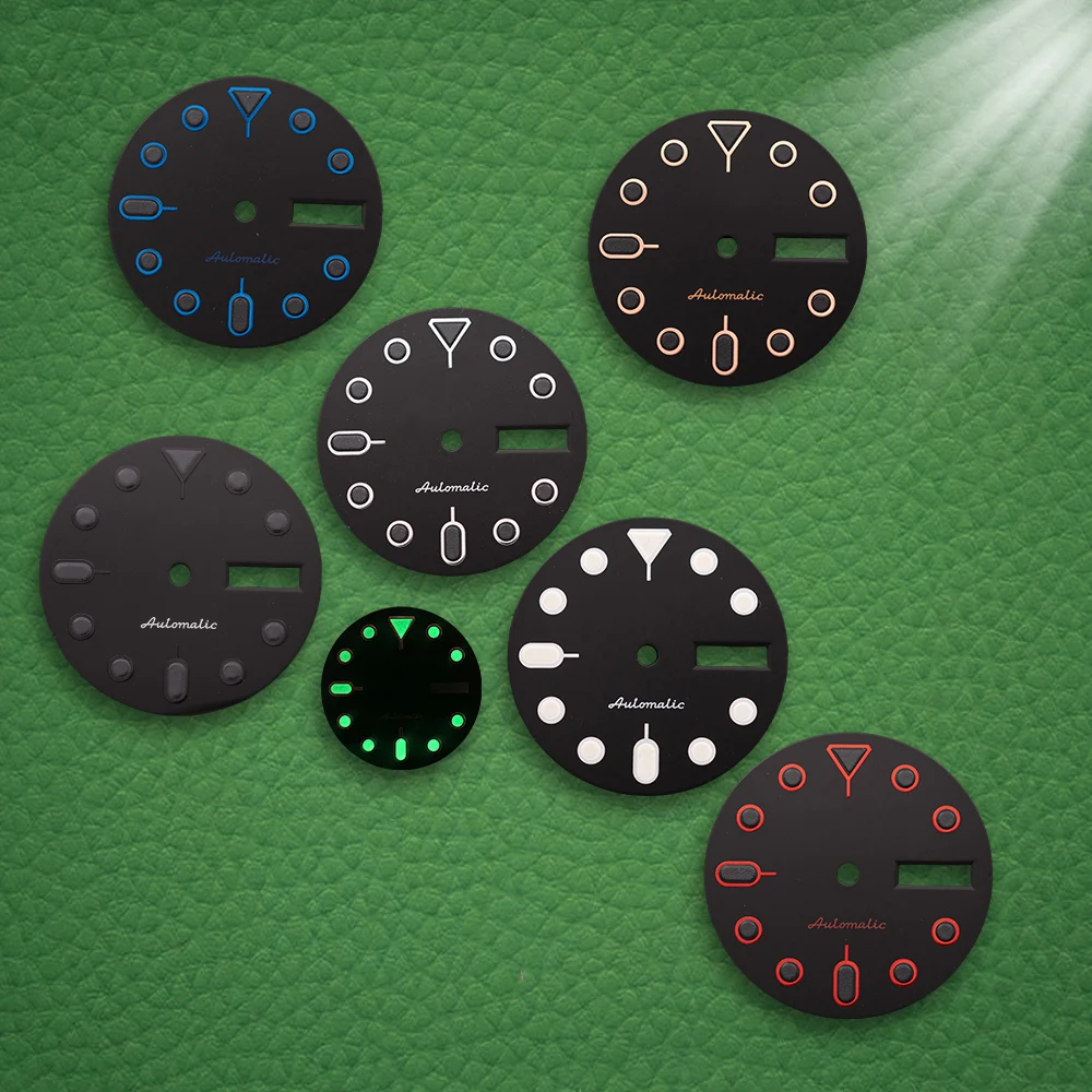 

Циферблат с логотипом S, 28,5 мм, NH36, с зеленым люминесцентным покрытием, для SKX007, подходит для японских механизмов NH36, аксессуары для модификации часов