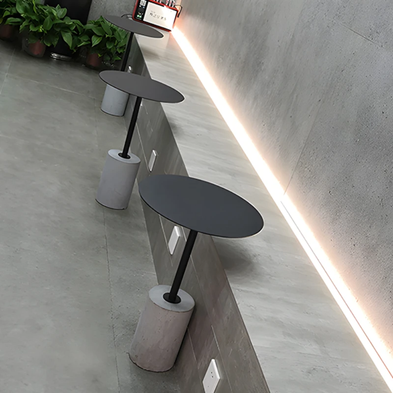 Round Dinning Coffee Table Black Center Living Room Side Small Table Concrete Restaurant Patio Meuble Salon Modern Furniture