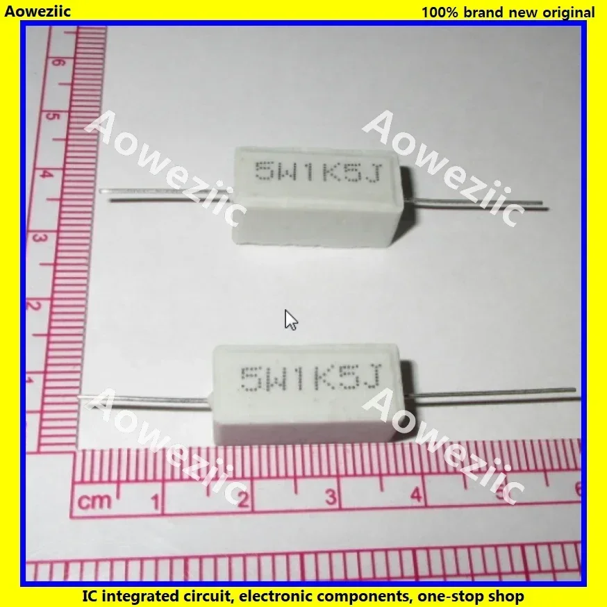 

10Pcs RX27 Horizontal cement resistance 5W 1.5K ohm 1.5K RJ 5W1K5J 1500R 1500RJ Ceramic Resistance precision 5% Power resistance