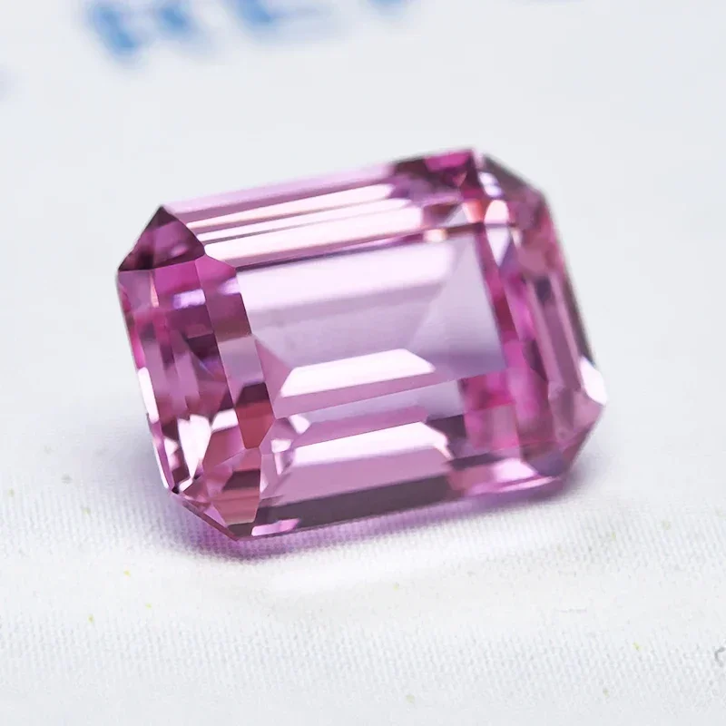 Lab Grown Sapphire Emerald Cut Pink Color Gemstone for Charms DIY Ring Necklace Earrings Materials Selectable AGL Certificate