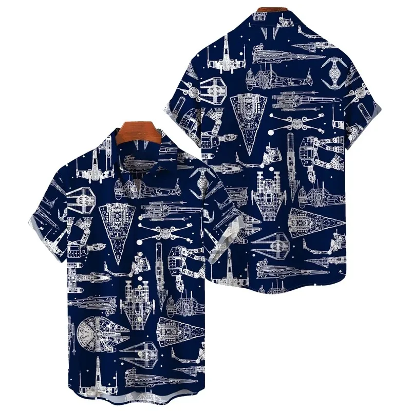 

Hawaiian Shirt For Men/Women Summer Mens Retro Spaceships Print Y2k Streetwear T-Shirt Short Sleeve Oversized Shirt 2024