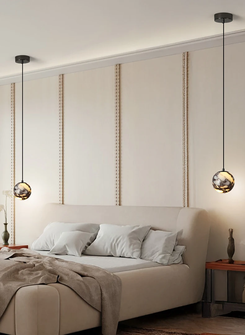 Natural Stone Pendant Lamp 12CM Wire Height Adjustable G9