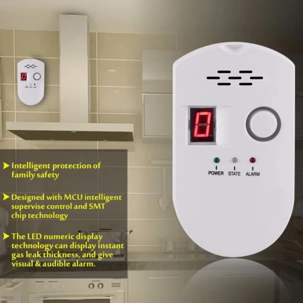 Environmental Sensors Gas Detection System Digital Display Temperature Humidity Sensors Combustible Gas Alarm Sound Warning