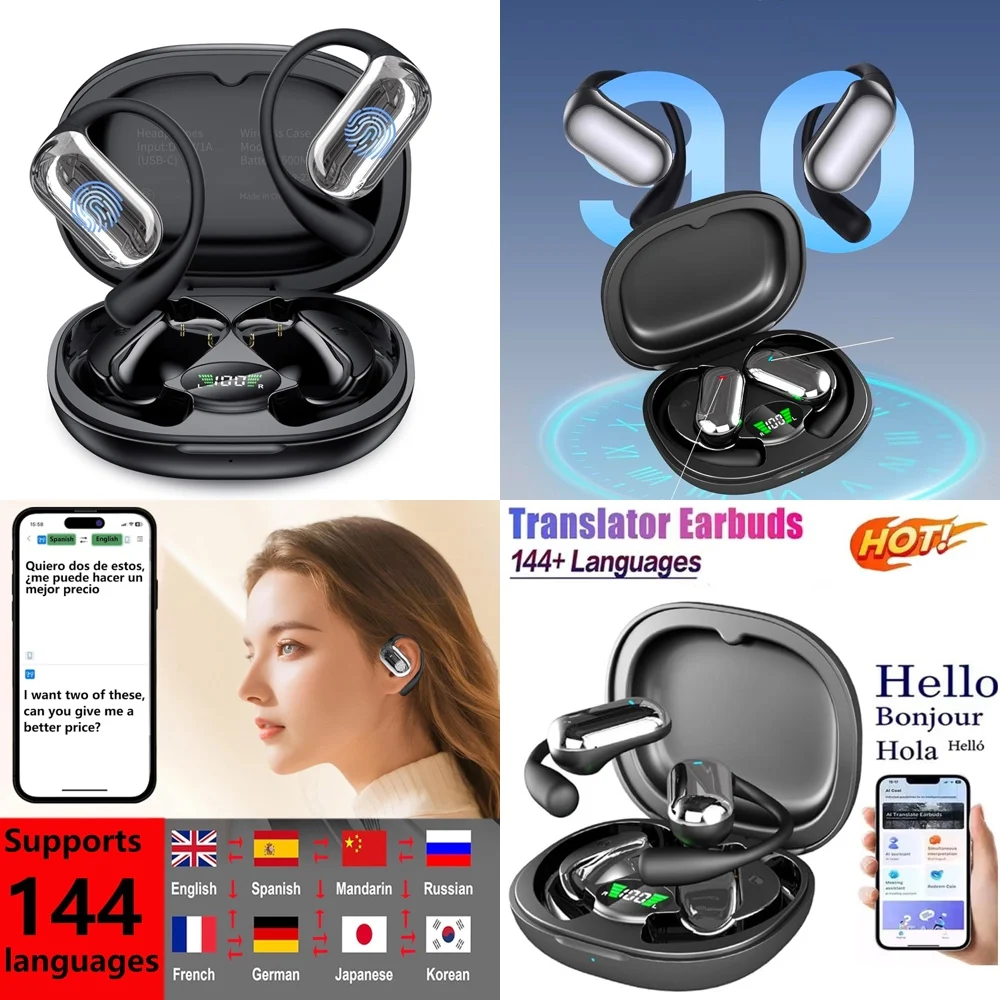 

UYUXIO OWS Wireless Earphone with AI Language Translator for Travel Real Time Translation Earbuds with 144 Online Languages