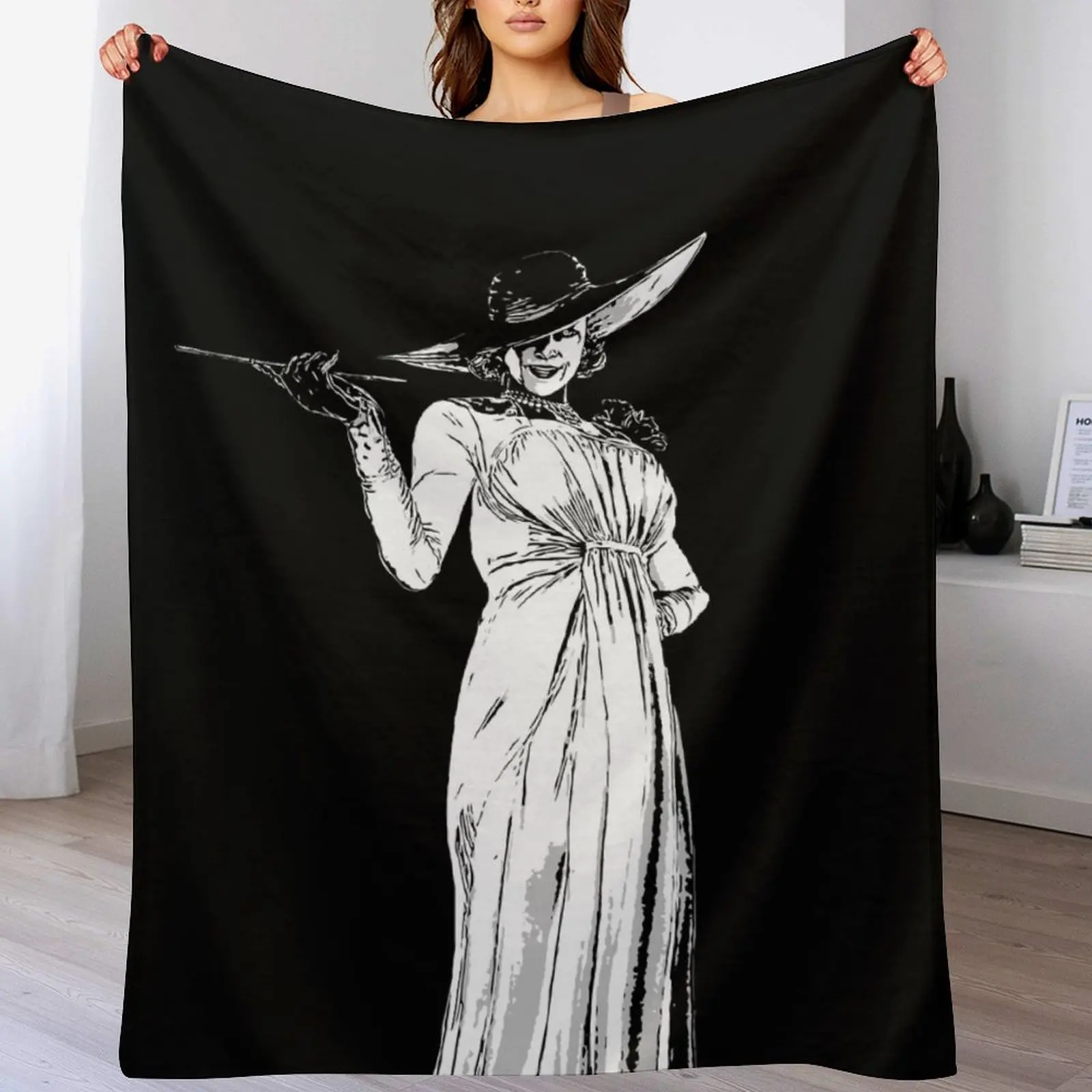 

Lady Dimitrescu - Village *Black* Throw Blanket Decorative Throw Tourist Custom christmas gifts Blankets
