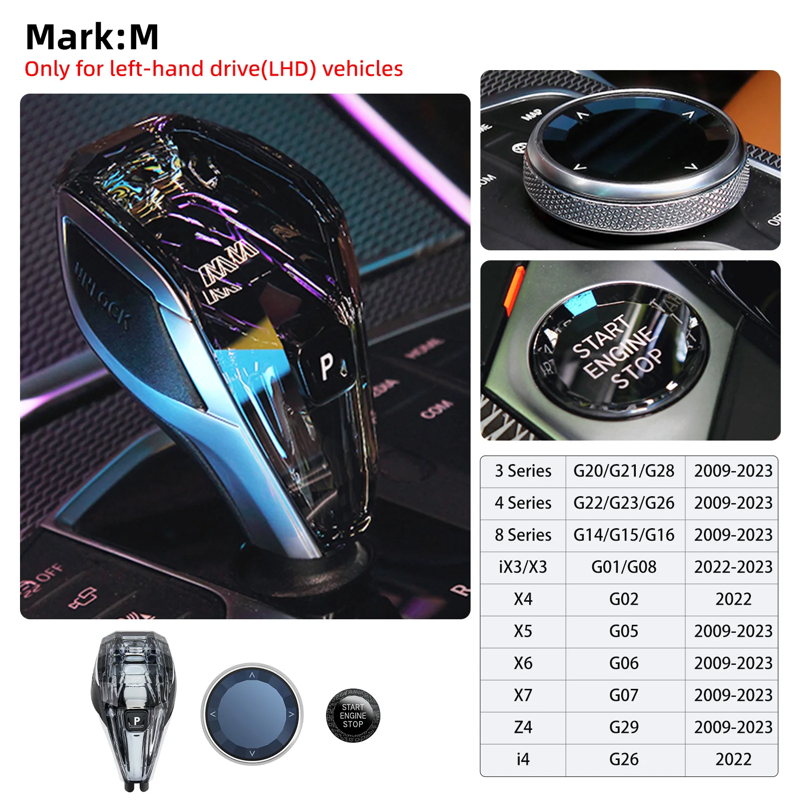 3/4 Piece Set Automatic Crystal Gear Shift Knob Lever For BMW G20 G21 iX3 G08 X3 G01 X6 G06 X7 G07 X5 G05 Car Gear Handle Short