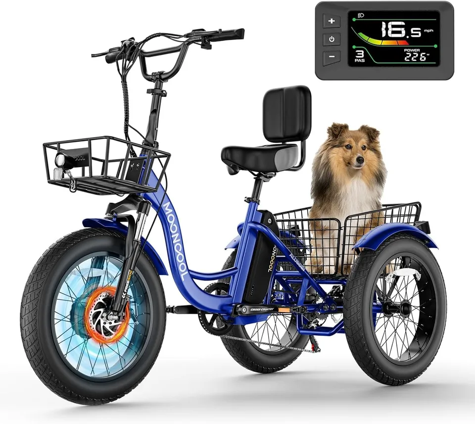 20" Electric Trike Tricycle Fat Tire Electric Trike E-Bike Peak 1000W image 10