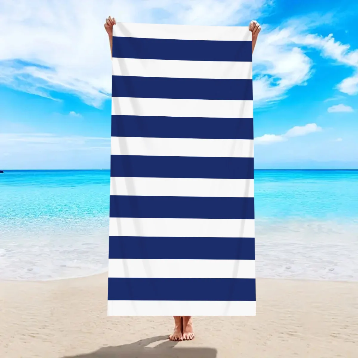 1pc Fashionable Colorful Striped Beach Towel, Quick Drying Absorbent Swimming Beach Towel, Available In Multiple Colors_voghion.com