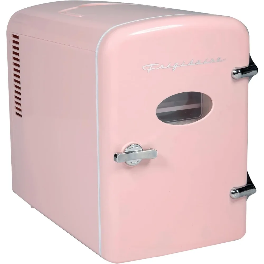 

Pink Mini Portable Fridge, 4 litres Capacity Chills Six 12oz Cans, 100% Freon-Free & Eco Friendly, Beverage Cooler