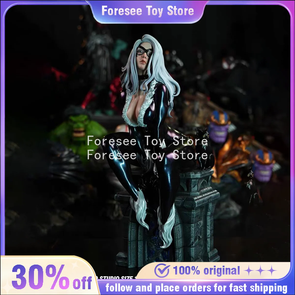 

35cm Felicia Hardy Anime Figure Amazing Spider-Man Black Cat Felicia Sara Hardy Anti-heroes Resin Holiday Gifts Children Toys