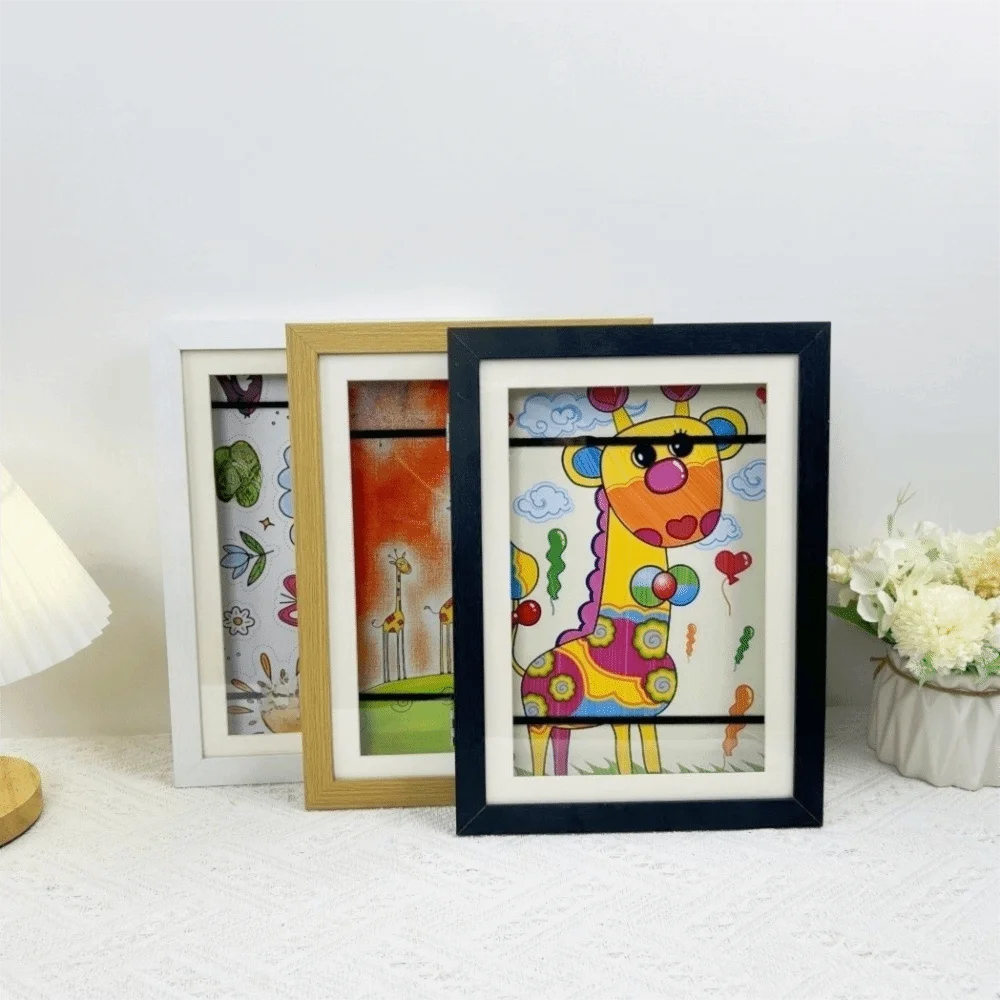 Multi-functional Wooden Picture Frame Wall Mount Rectangle Display Frame Magnetic Closure Changeable Flip Photo Frame