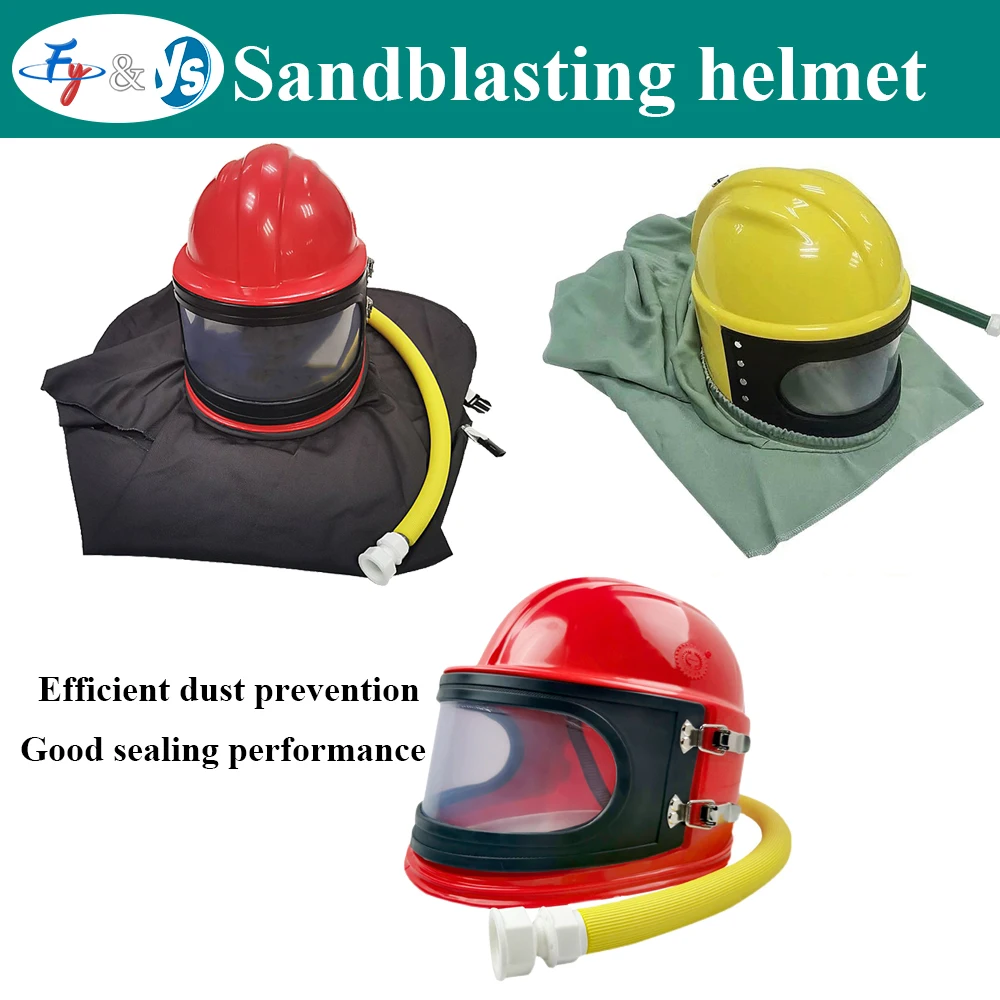 ABS Sandblast Protective Hood Adjustable Temperature Air Filtration Sand Blasting Helmet Industrial Dust Proof Headgear