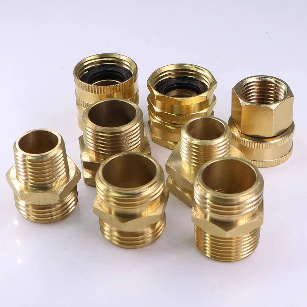 1/2 "3/4" النحاس مسدس محول NPT x BSP الموضوع النحاس موصل سريع مشترك حديقة الري سقي خرطوم الأنابيب ربط إصلاح #5