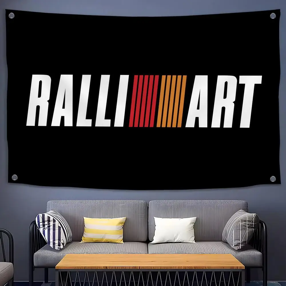 R-RalliartS Cool logo car Flags Bedroom Home Living room Outdoor Wall Hanging Custom Background Decoration Art Banner
