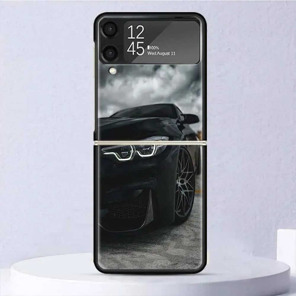 Sports Cars Male Men Shockproof Hard Case For Samsung Galaxy Z Flip 4 5 3 5G Phone Cover Z Flip3 Flip4 Flip5 Black Fundas Shell