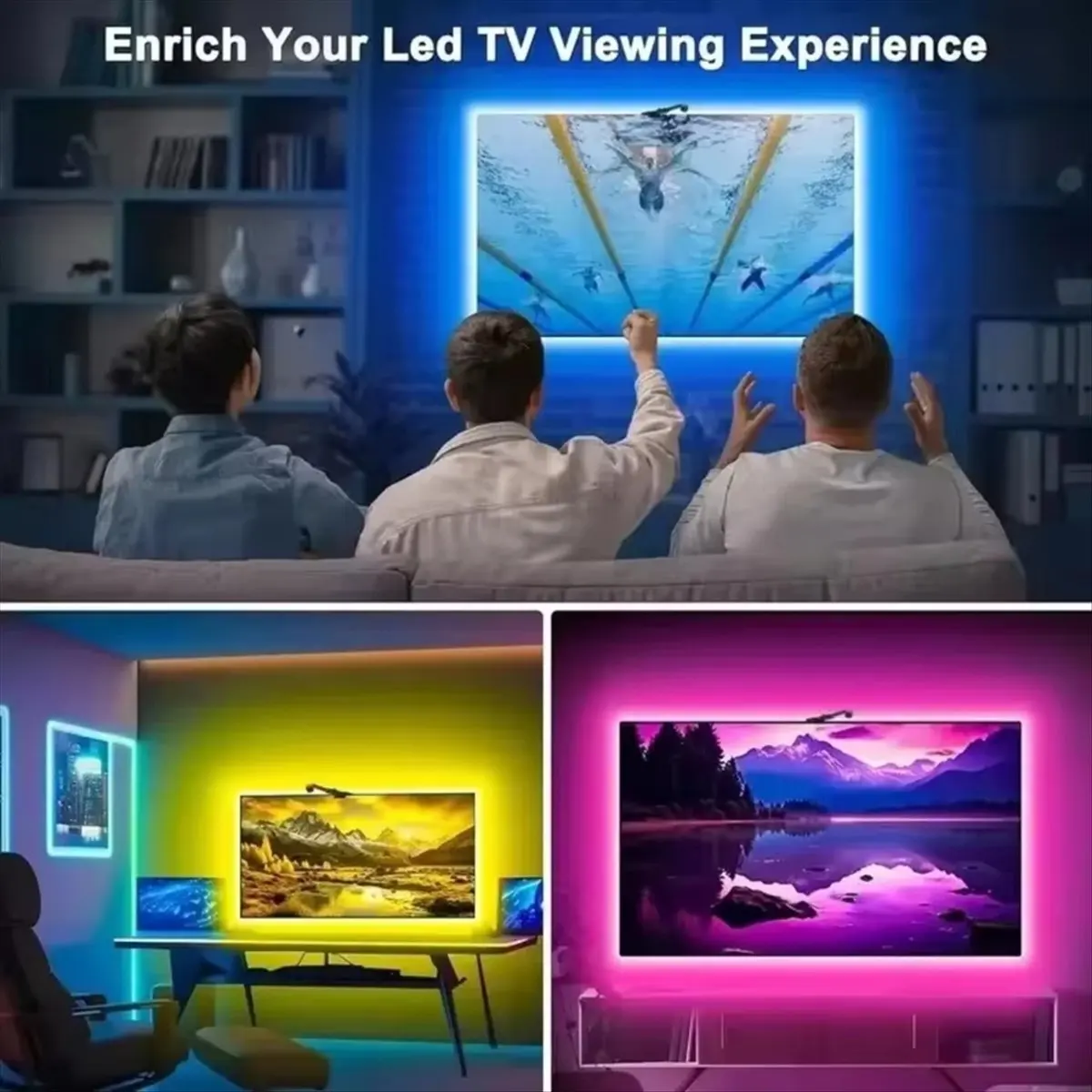【estr】テレビledバックライトカメラテレビキットスマート環境ledテープライトストリップ（テレビ同期用）5vストリングb-euプラグ