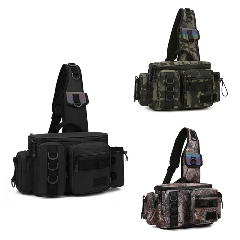 

Fishing Tackle Backpack Lure Box Gear Storage Bag Fanny Pack Fly Fishing Backpack With Rod Holder Sling Shoulder Bag