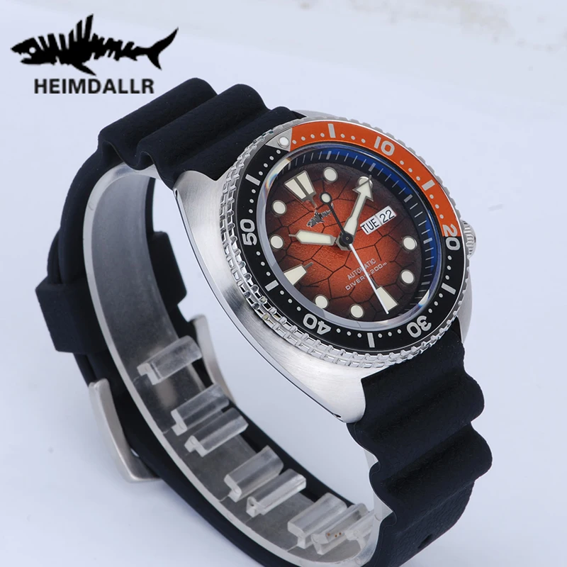 Heimdallr Men\'s Diver Watch Turtle King 44mm Grey Dial Sapphire Crystal NH36 Automatic Movement 200m Water Resistant Luminous