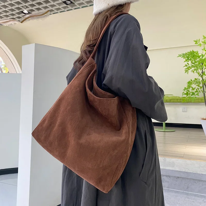 Suede Large Capacity Sewing Thread Shoulder Bags High Quality Solid Color Versatile Simplicity Single Women's Tote Bags