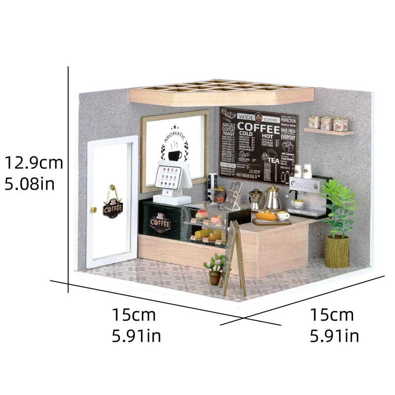 مقهى بيت الدمية مجموعات صغيرة لتقوم بها بنفسك صنع غرفة تجميع اللعب ديكورات غرفة النوم الأثاث دمى لعب للأطفال الهدايا #6