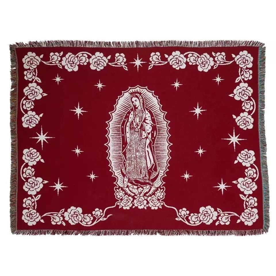 Maria Blanket The Virgin Mary Tapestry Office Air Conditioning Red