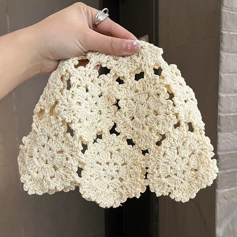 Böhmische handgewebte, ausgeschnittene Kapuzenmütze für Damen, gehäkelte Strickmütze im Ethno-Stil für Reisen und Fotos – Detail 11