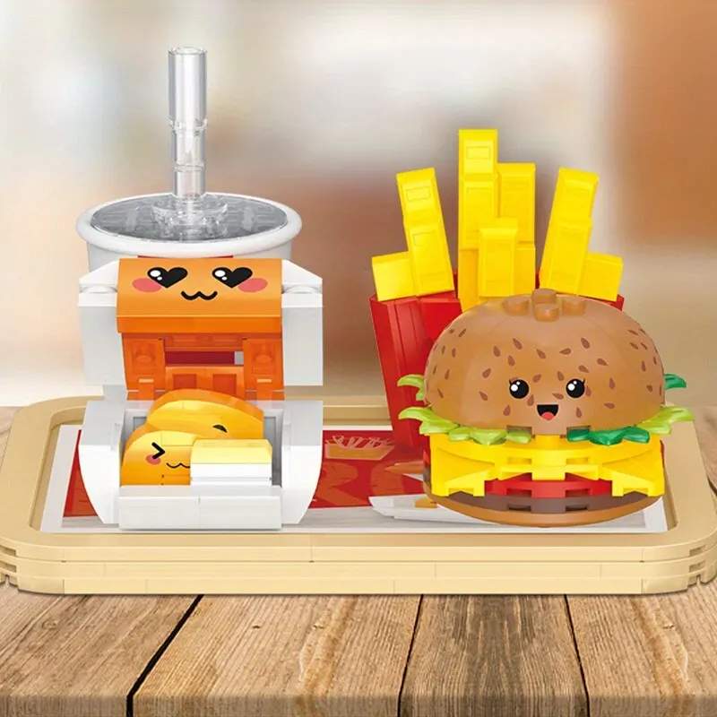 261PCS Hamburger Building Blocks French Fries Fried Chicken Coke Model Bricks Cartoon Fast Food Toys Set Children Creative Gifts