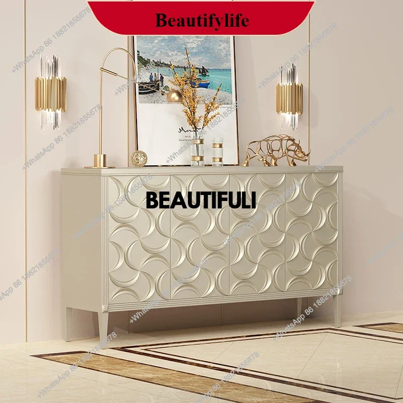 

ZAmerican light luxury solid wood dining side cabinet modern simple living room storage locker storage porch cabinet