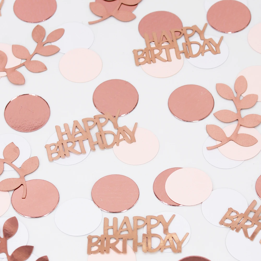 120 Stück Roségold-Thema Happy Birthday Konfetti, Roségold-Karte Sage Rundes Konfetti, Geburtstagsparty Tischdekoration Zubehör – Detail 4