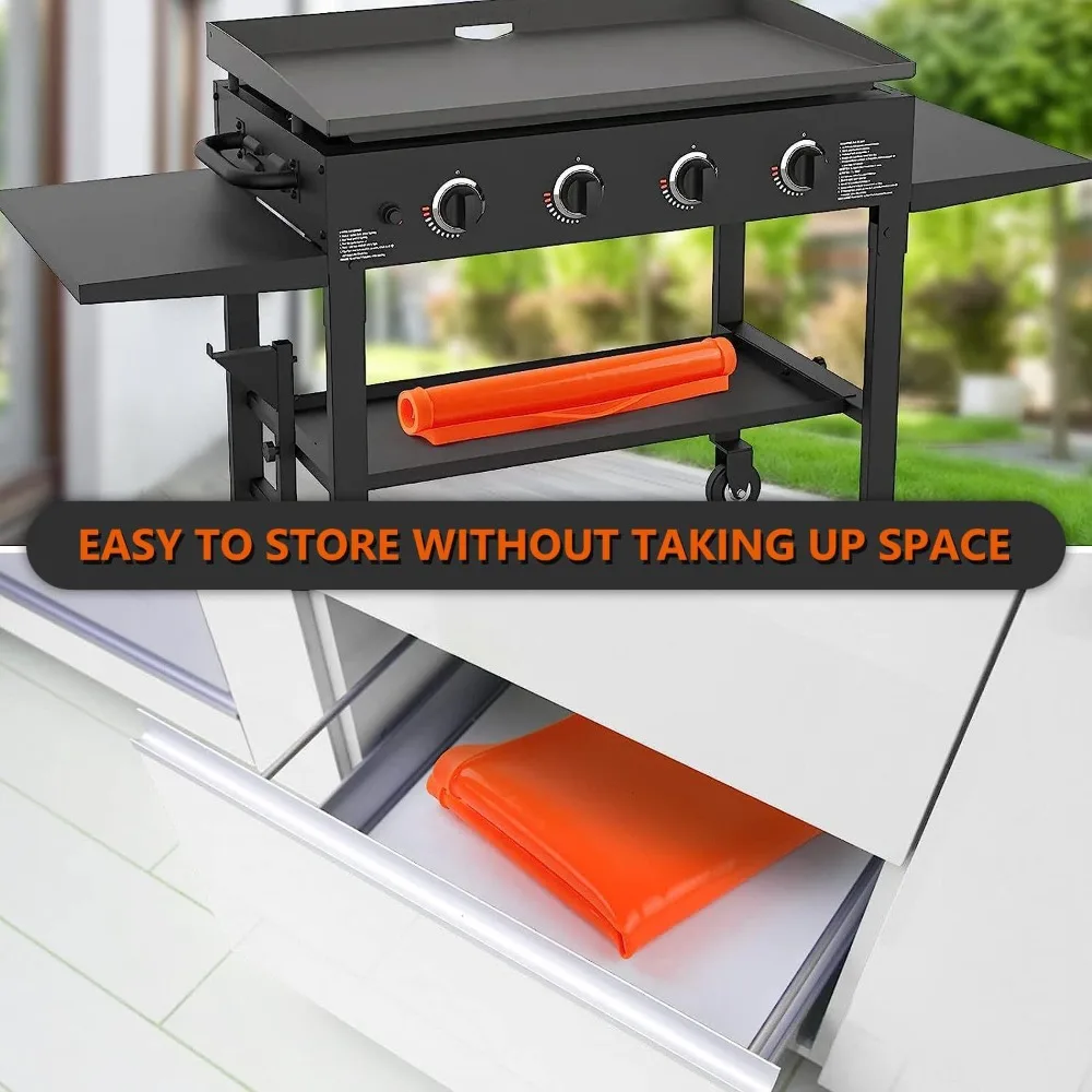 أسياخ جديدة من الحجر الأسود، شواية باربيكيو، وسادة سيليكون، مقلاة خبز، غطاء واقي، غطاء غبار، وسادة مقاومة لدرجات الحرارة العالية. #2