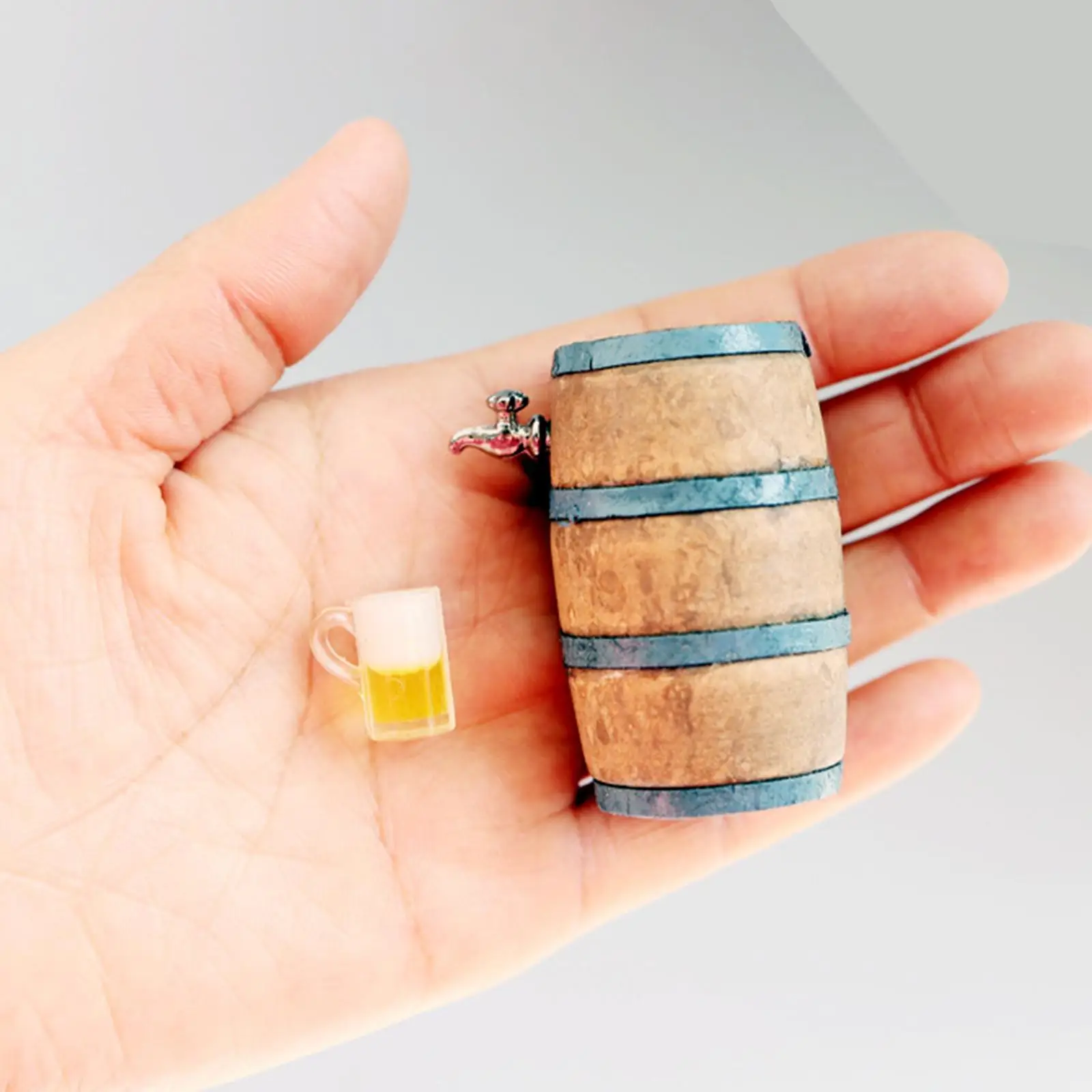 

1:12 Scale Miniature Barrel Pretend Play Photography Props Mini Model Doll House Keg