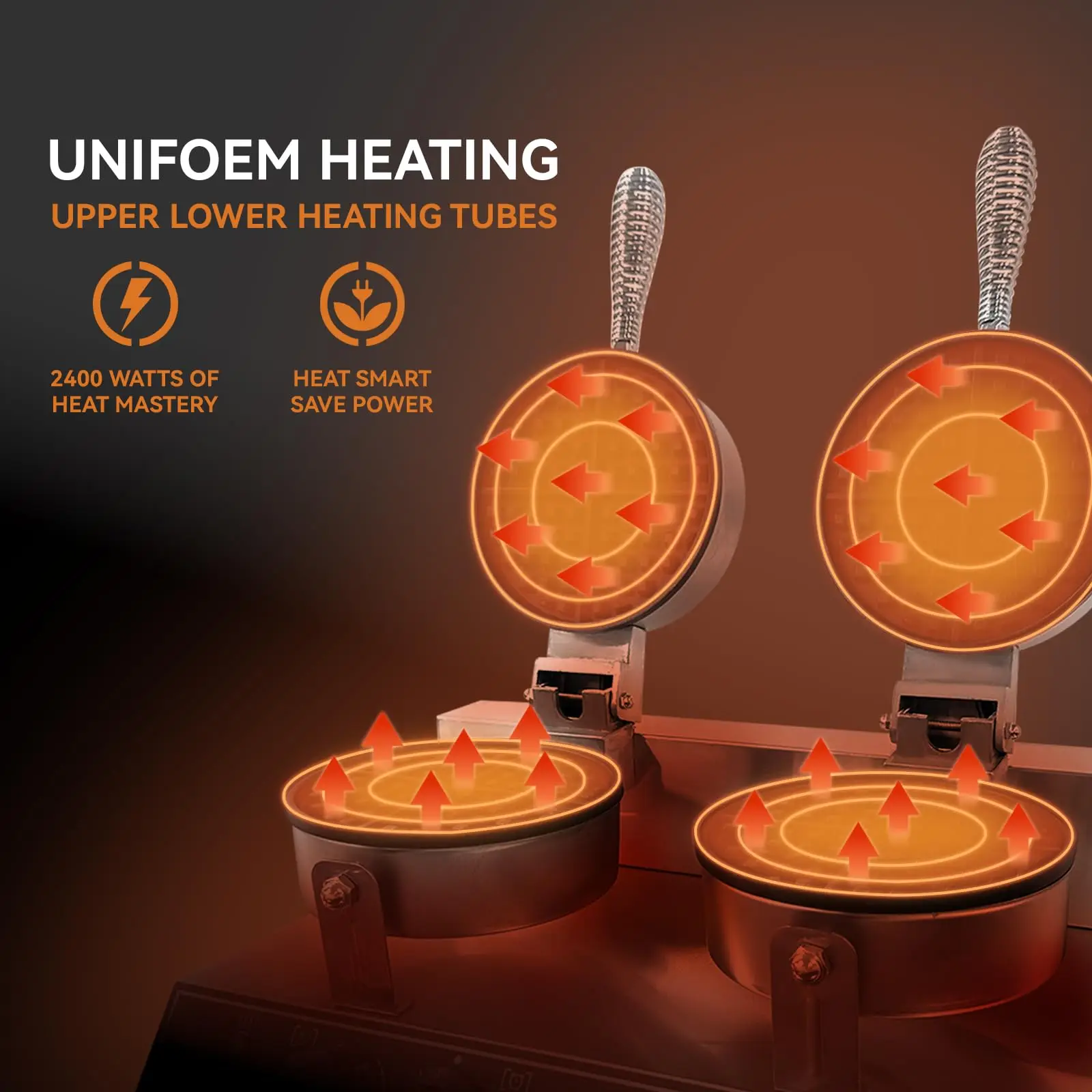 1200W/2400W Commercial Waffle Maker Machine 122℉-572℉ Precise Temp Time Control Nonstick Stainless Steel For Home Restaurant